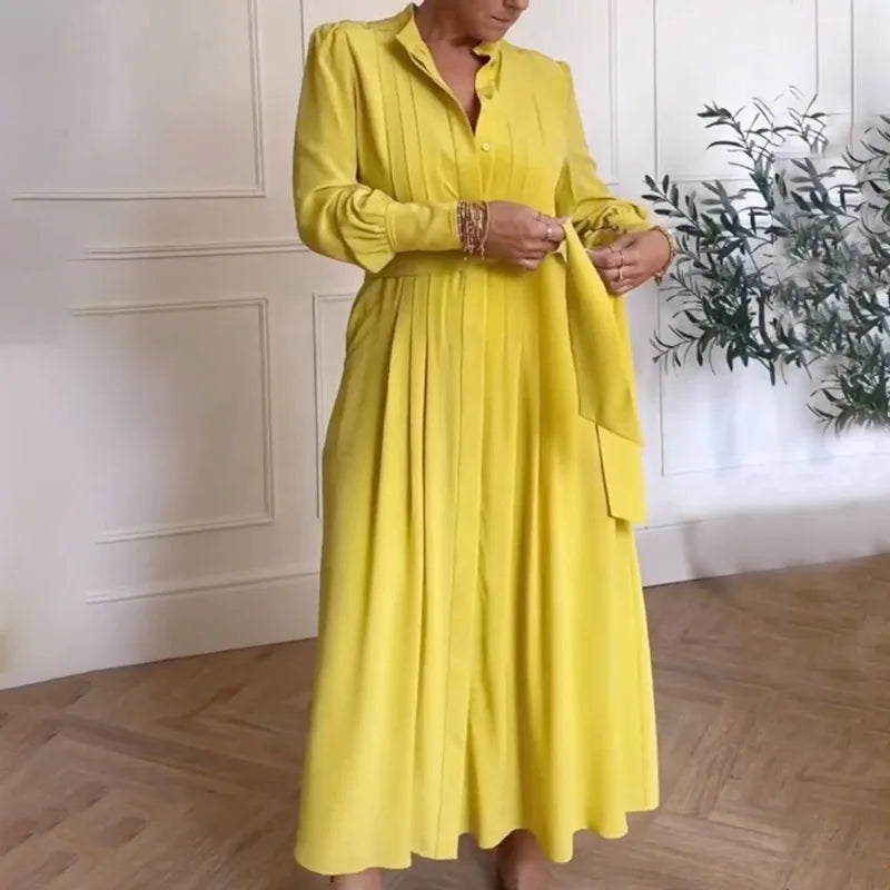 The Pleated Commuter Shirt Dress